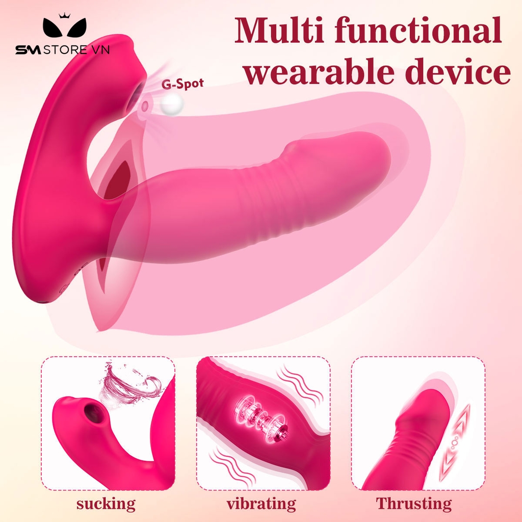 SMT2332 - Máy rung hút dương vật 2 đầu điều khiển xa dài 114mm