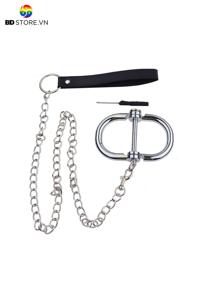BDT269 - Còng tay tình yêu inox hình chữ D úp kèm ổ khóa có 4 kích cỡ