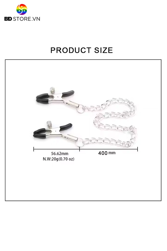 BDT035 - Kẹp ti kim loại có nút vặn thiết kế dây xích nối dài 30cm