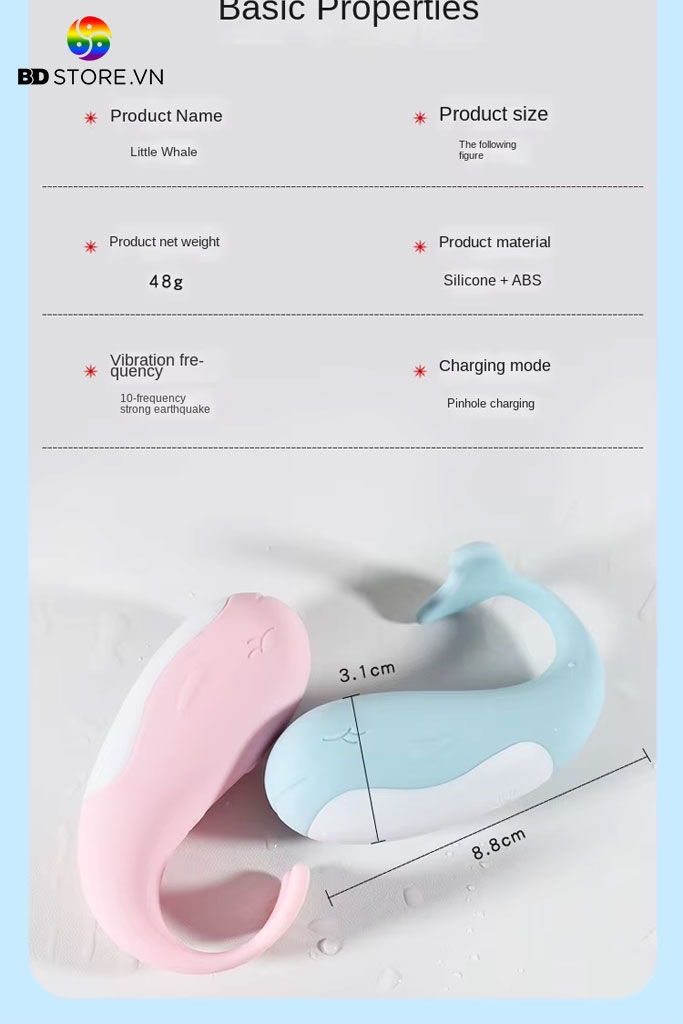 BDT1046 - Trứng rung silicon điều khiển từ xa ngụy trang con cá voi