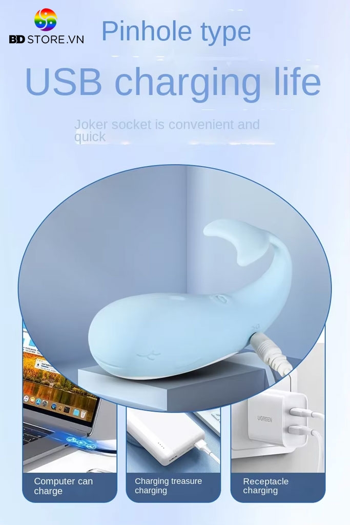 BDT1046 - Trứng rung silicon điều khiển từ xa ngụy trang con cá voi
