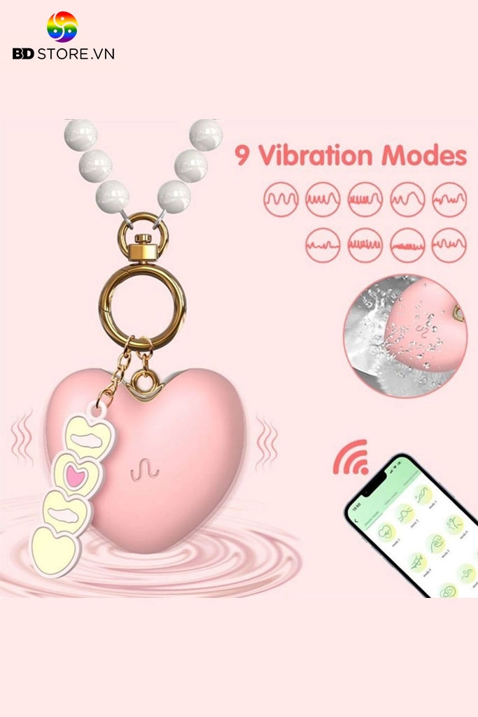 BDT1047 - Trứng rung có dây đeo hình trái tim sạc điện điều khiển xa