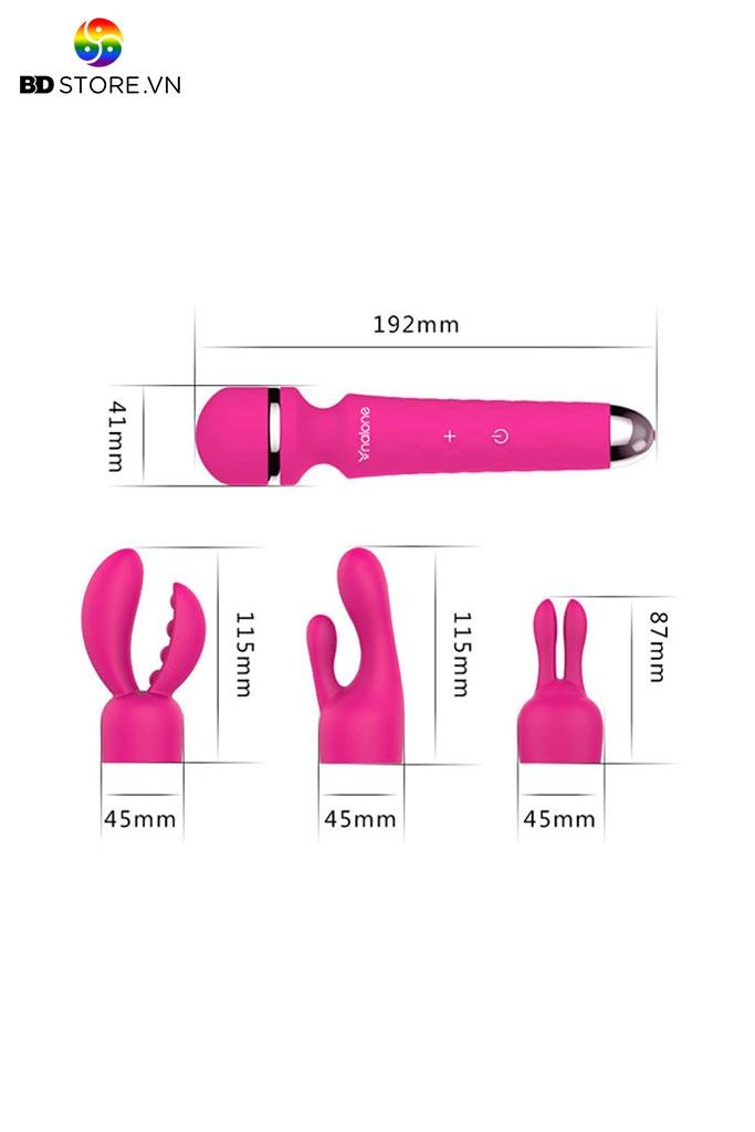 BDT111 - Chày rung silicon có đầu thay thế dài 19cm sạc điện và sưởi ấm