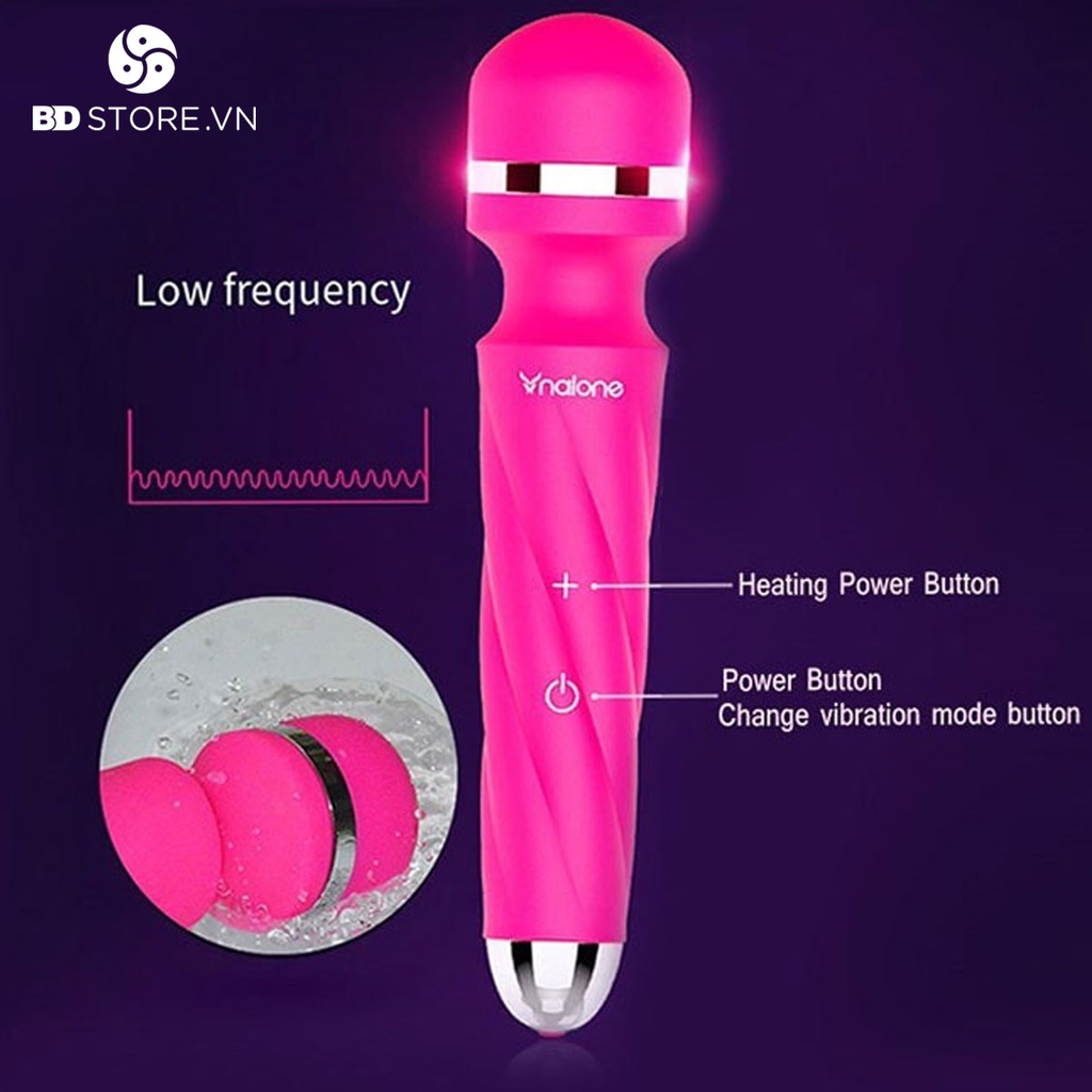 BDT111 - Chày rung silicon có đầu thay thế dài 19cm sạc điện và sưởi ấm