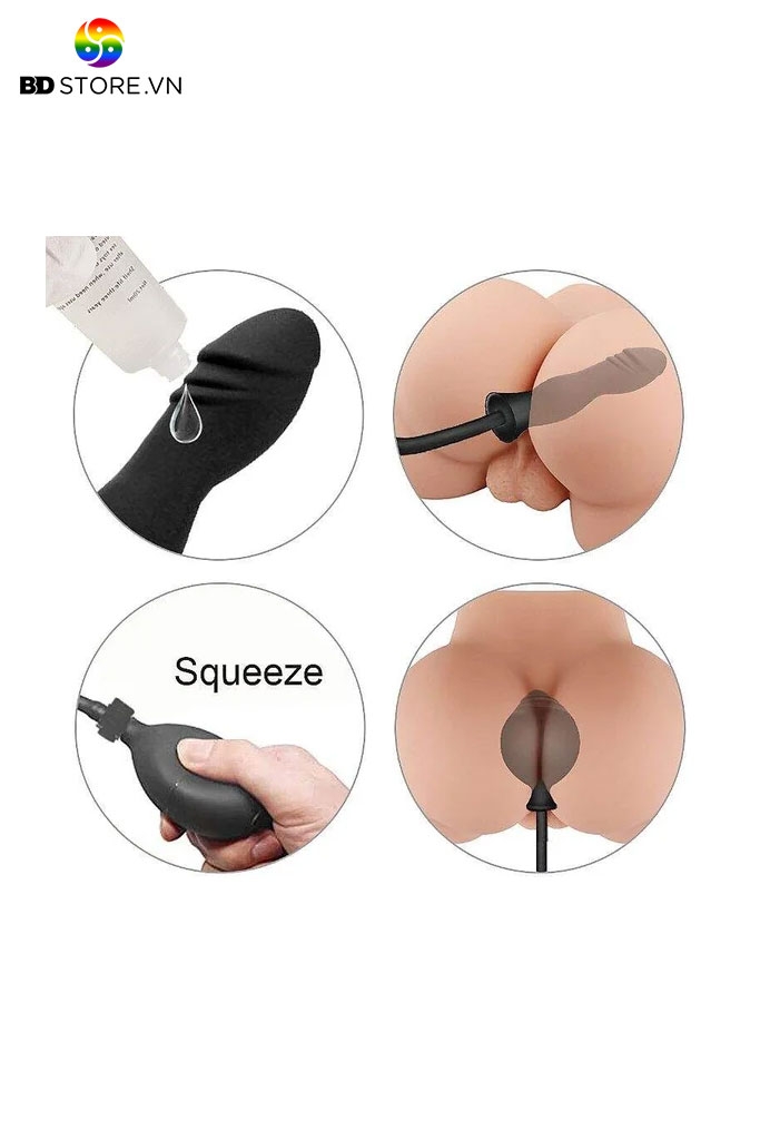BDT1114 - Anal pump silicon với phích cắm hình dương vật dài 15.4cm