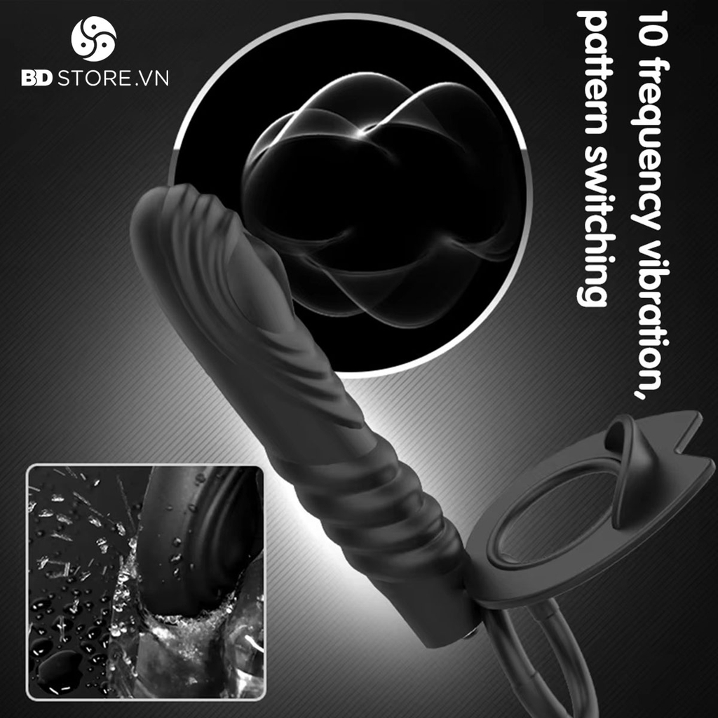 BDT1123 - Cu giả mix vòng đeo dildo chất liệu silicon mềm có độ đàn hồi tốt