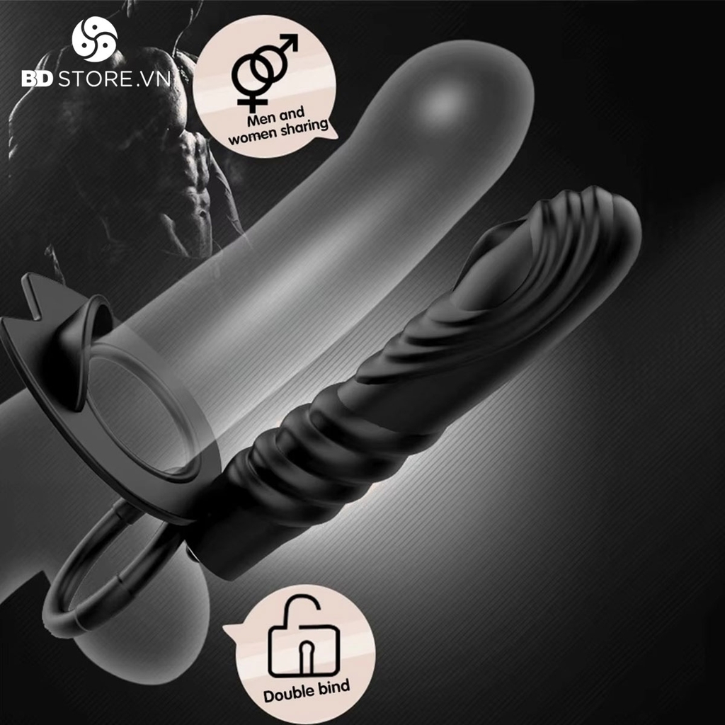 BDT1123 - Cu giả mix vòng đeo dildo chất liệu silicon mềm có độ đàn hồi tốt
