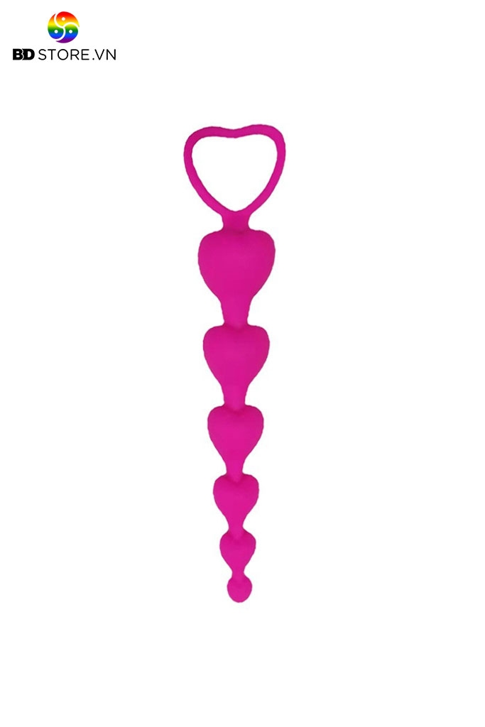 BDT116 - Anal beads với chuỗi hạt hình trái tim có quai cầm dài 18.5cm