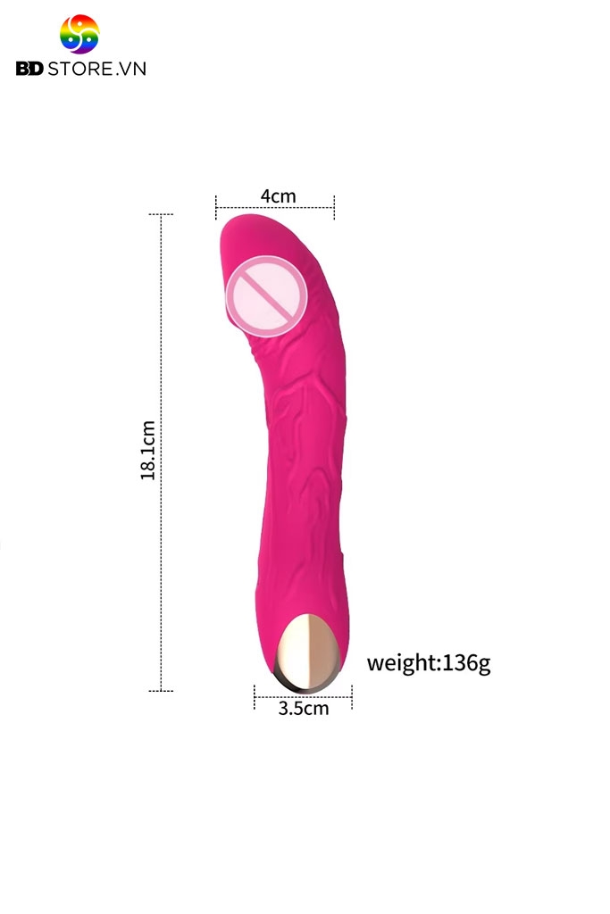 BDT1202 - Máy rung đầu dương vật có gân nổi cầm tay dài 18.1cm