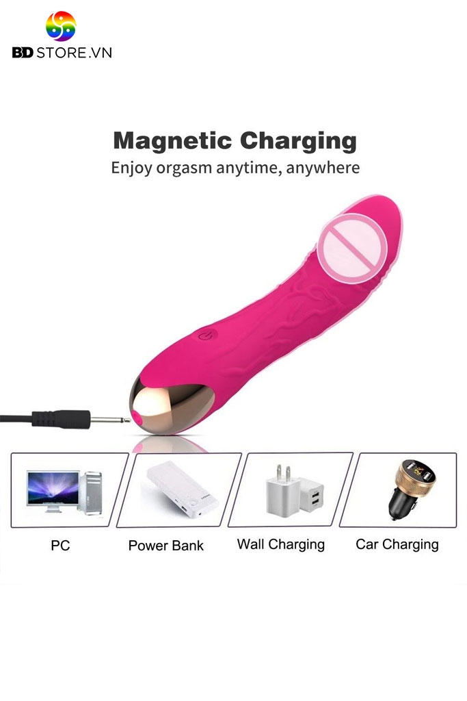 BDT1202 - Máy rung đầu dương vật có gân nổi cầm tay dài 18.1cm
