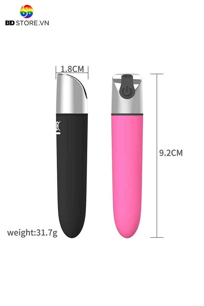 BDT1204 - Trứng rung cỡ nhỏ hình thỏi son có 12 chế độ sạc điện dài 9.2mm