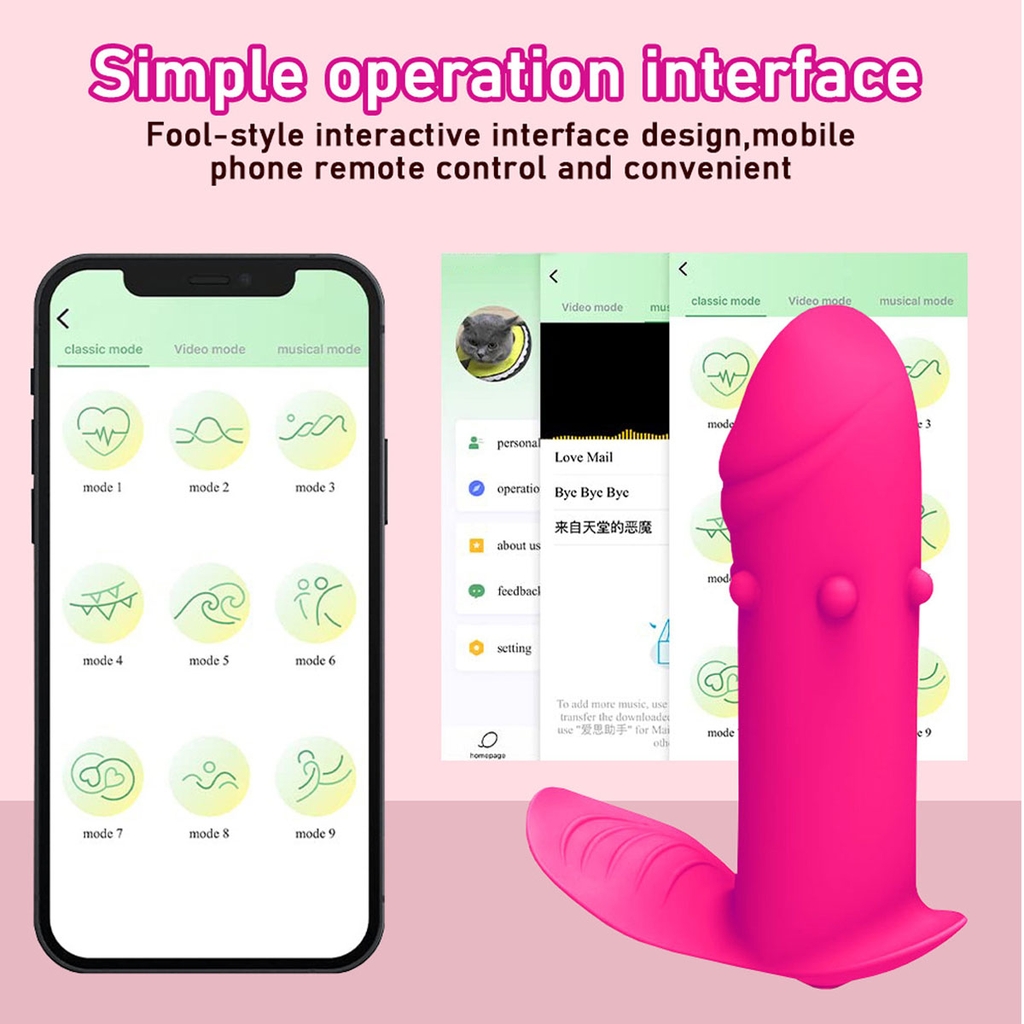 BDT1360 - Dương vật giả điều khiển qua APP có bi nổi dài 9cm