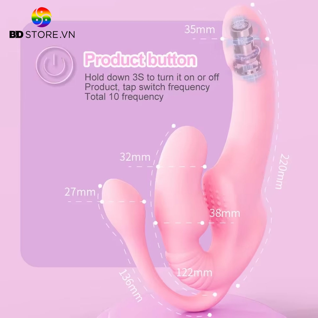 BDT1541 - Dương vật giả 2 đầu rung sạc điện và có 10 tần số sạc điện