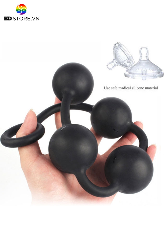 BDT1562 - Anal beads đồ chơi hậu môn silicon với 4 tầng bi tròn có 3 size