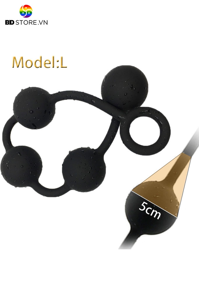 BDT1562 - Anal beads đồ chơi hậu môn silicon với 4 tầng bi tròn có 3 size