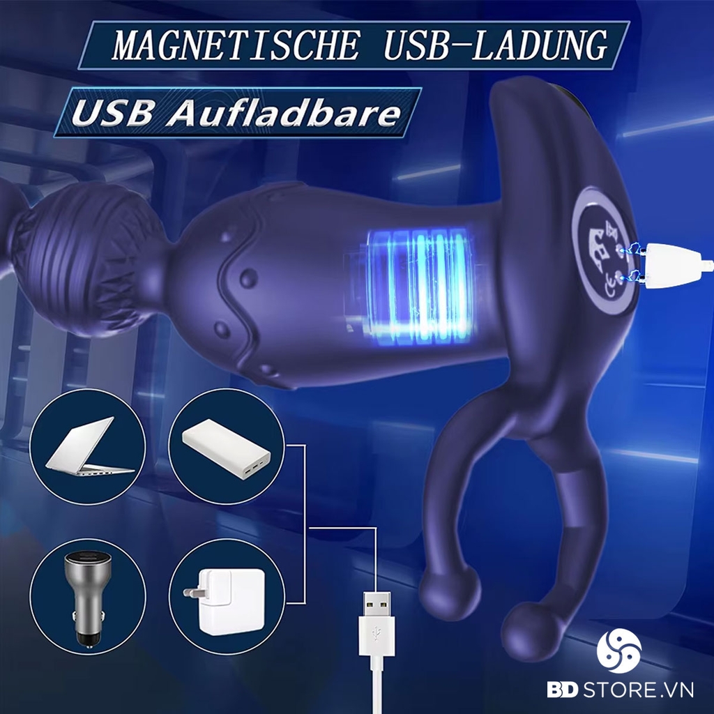 BDT1589 - Máy rung hậu môn nam với chuỗi 4 tầng hạt mix vòng hở đeo cu