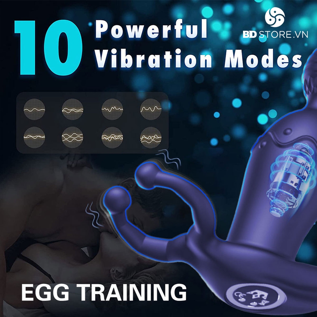 BDT1589 - Máy rung hậu môn nam với chuỗi 4 tầng hạt mix vòng hở đeo cu