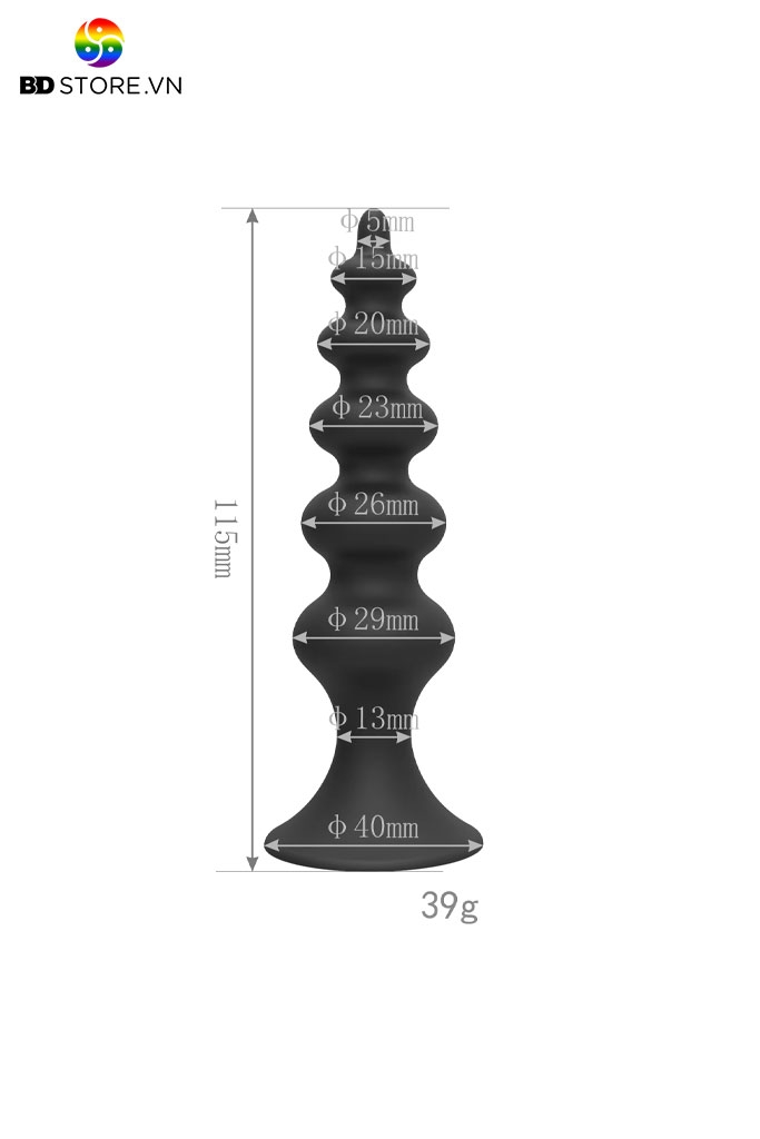 BDT1681 - Đồ chơi hậu môn thiết kế 5 tầng có đế dính tường dài 115mm