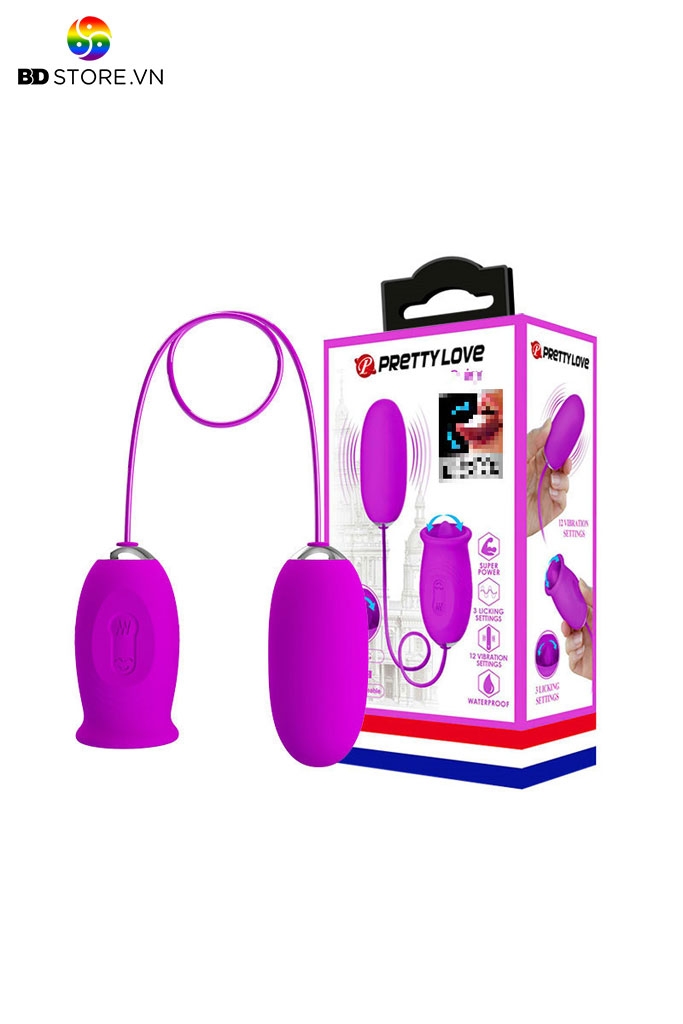 BDT1711 - Trứng rung Pretty Love 2 đầu có lưỡi liếm sạc điện chống nước
