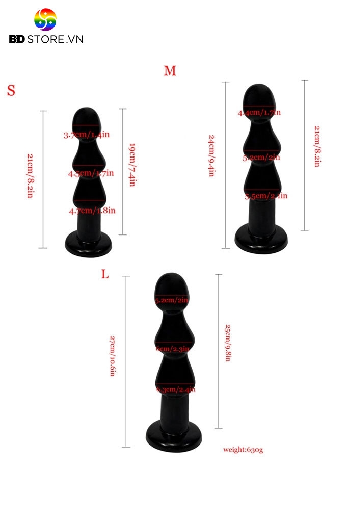 BDT1772 - Anal beads đồ chơi hậu môn bằng silicon mềm 3 tầng