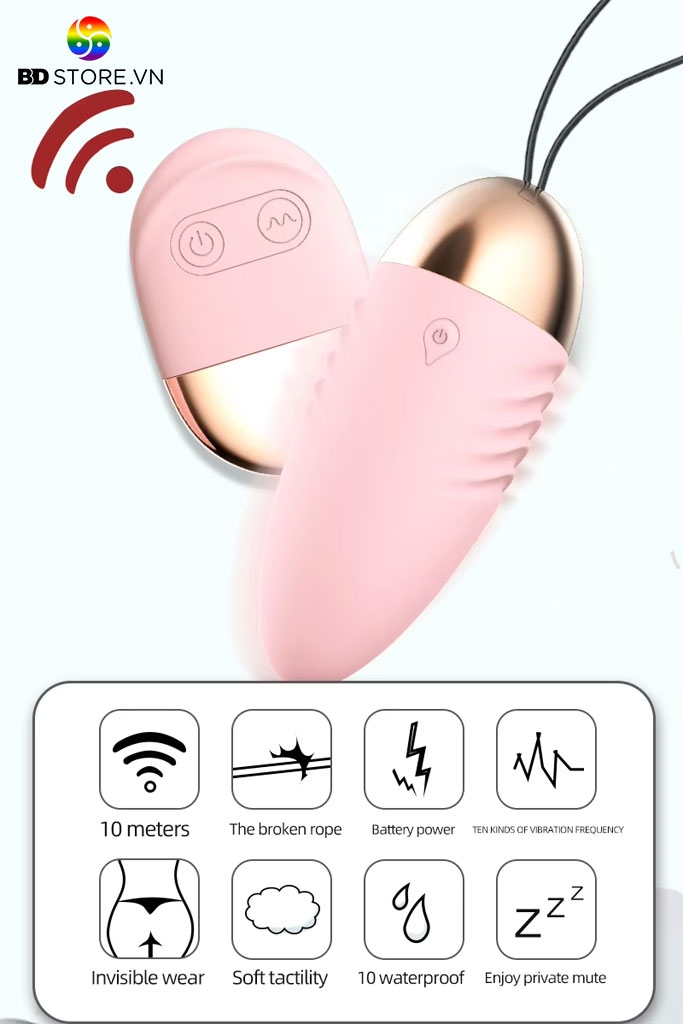 BDT181 - Trứng rung không dây có 10 tần số sạc điện dài 6cm