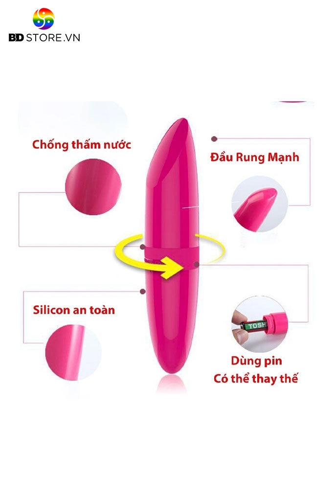 BDT209 - Máy rung nhựa không dây hình thỏi son dài 125mm