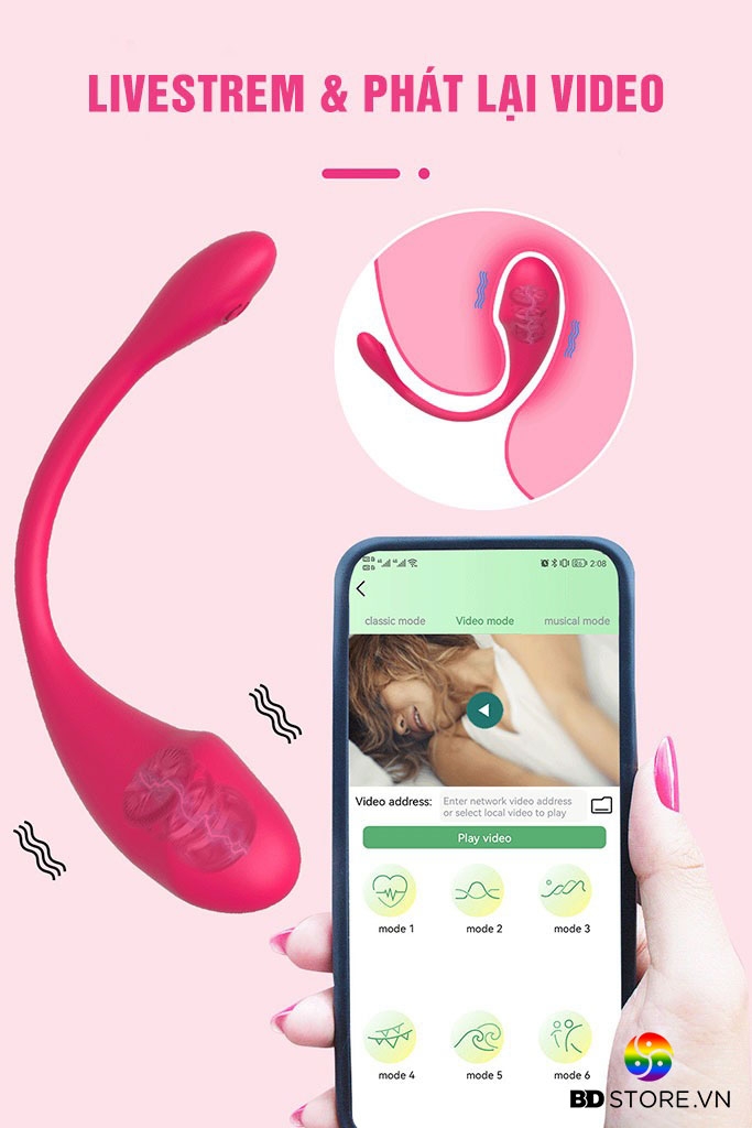 BDT212 - Trứng rung silicon sạc điện điều khiển qua APP dài 23.5cm