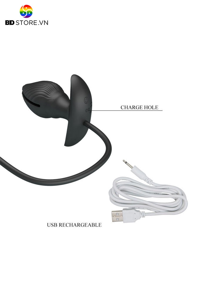 BDT2149 - Butt plug bơm hơi bóp tay kết hợp van xả áp bề mặt vân gờ hoa sò