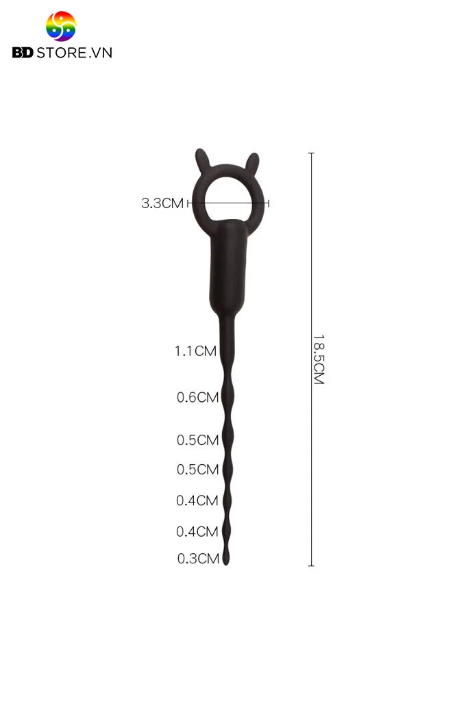 BDT2184 - Sounding silicon đồ chơi niệu đạo tai thỏ hình xoắn ốc dài 18.5cm
