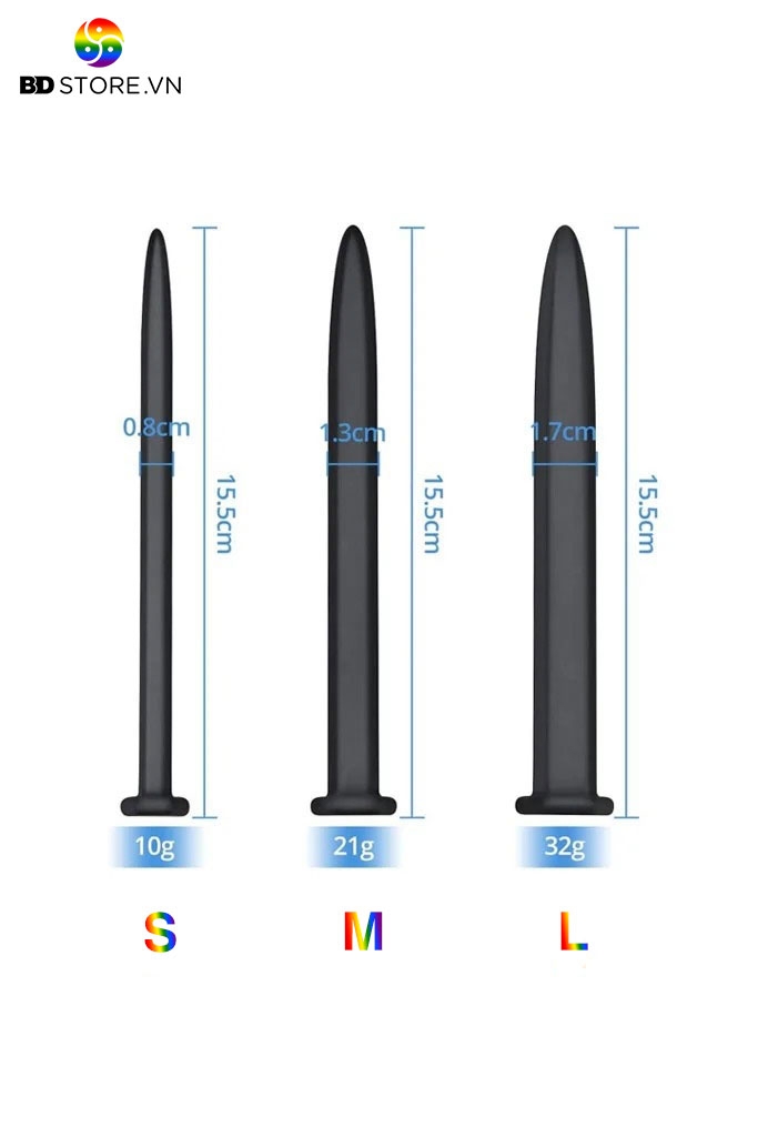BDT2187 - Sounding đồ chơi niệu đạo silicon thiết kế vít trơn mịn dài 15.5cm