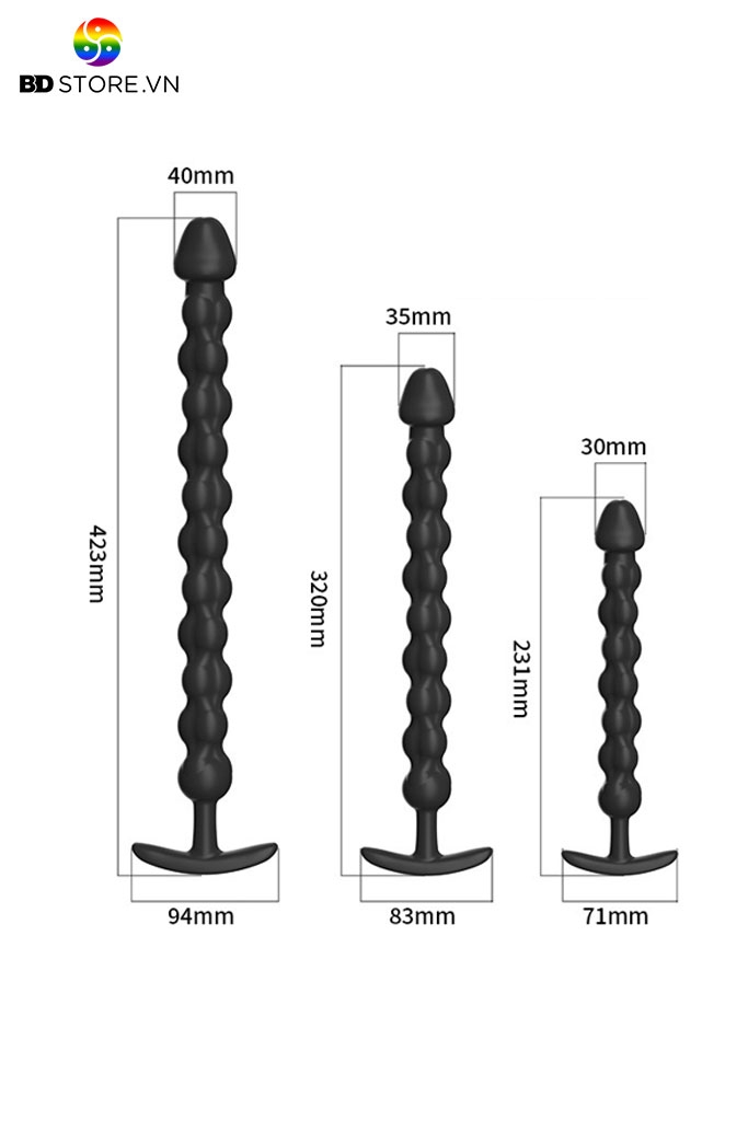 BDT2193 - Anal beads với chuỗi bi tròn 10 hạt chất liệu silicon mềm