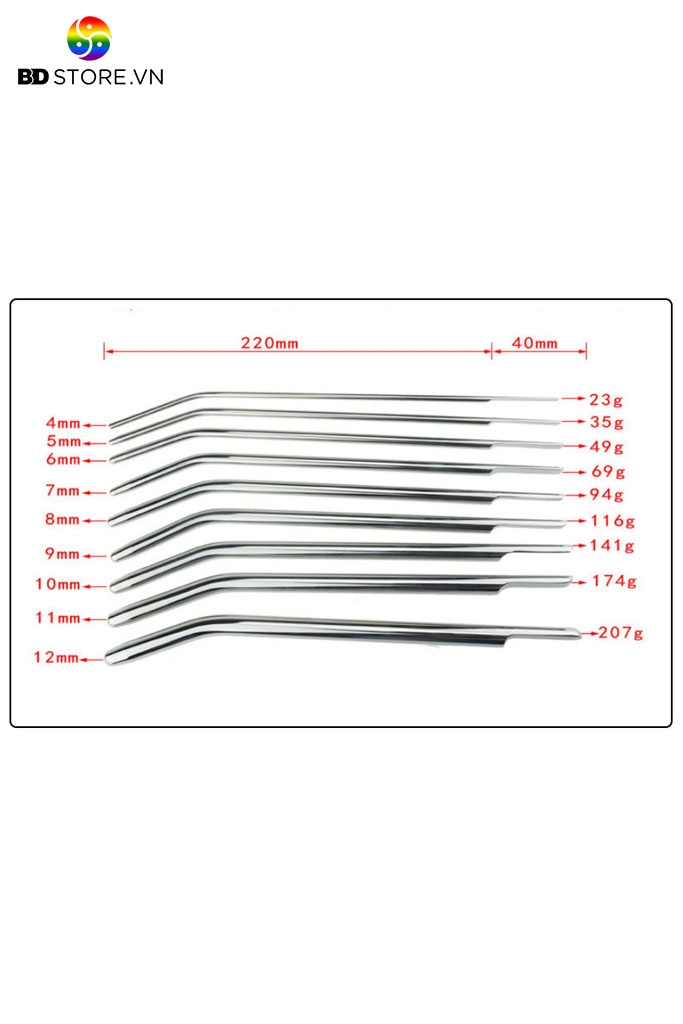 BDT2202 - Đồ chơi niệu đạo sounding inox dạng thanh cong bề mặt trơn