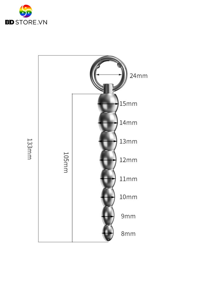 BDT2204 - Sounding inox với chuỗi hạt liền mix vòng đeo dài 133mm