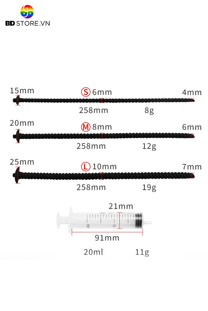 BDT2213 - Sounding thông tiểu silicon kèm ống tiêm giúp dễ vệ sinh
