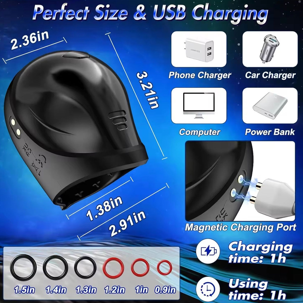 BDT2367 - Vòng đeo đầu dương vật silicon sạc điện có 10 tần số hình mũ bảo hiểm