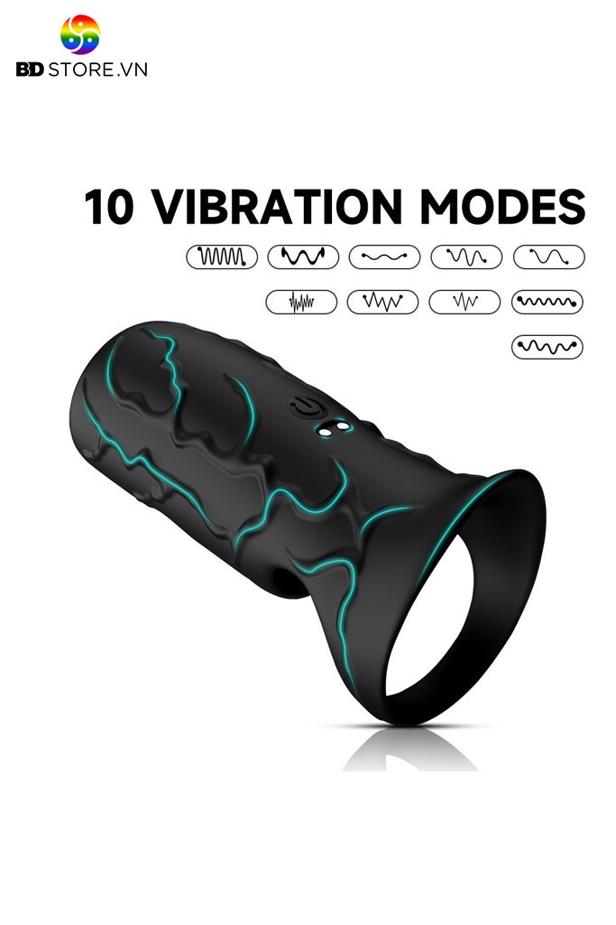 BDT2376 - Vòng rung dương vật đeo gốc với bề mặt có gân nổi dài 10cm