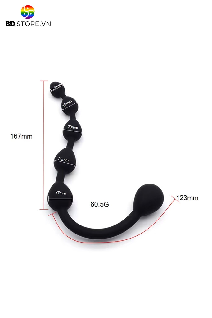BDT2425 - Anal bead với chuỗi 5 hạt chất liệu silicon mềm dài 18cm