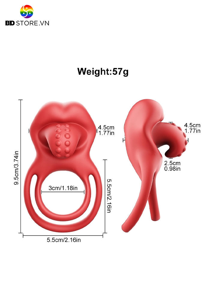 BDT2496 - Vòng rung tình yêu mix lưỡi liếm kéo dài thời gian 10 tần số