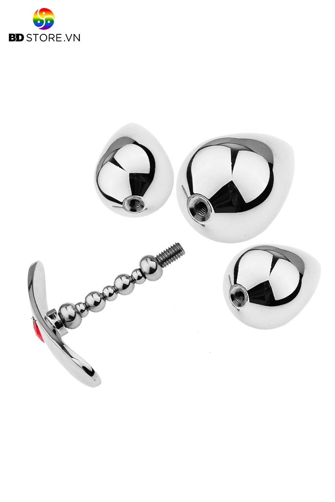 BDT2505 - Butplug thân cổ chuỗi hạt uốn cong và ren xoáy tháo rời
