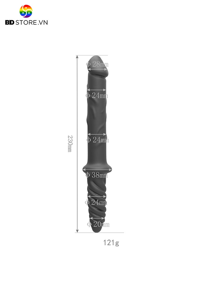 BDT2589 - Cu giả 2 đầu với đầu xoắn ốc bề mặt có nhiều gân nổi quanh