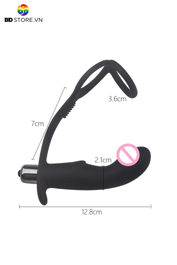 BDT2599 - Vòng rung đeo gốc dương vật mix butt plug cong có 10 chế độ