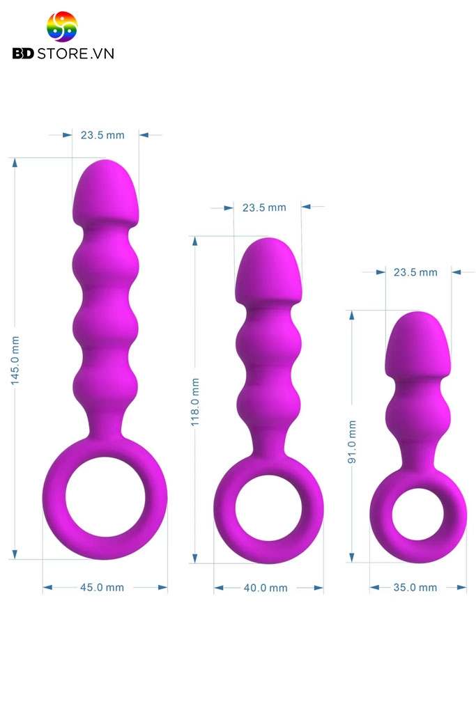 BDT2641 - Anal beads thiết kế 4 tầng có quai cầm chất liệu silicon