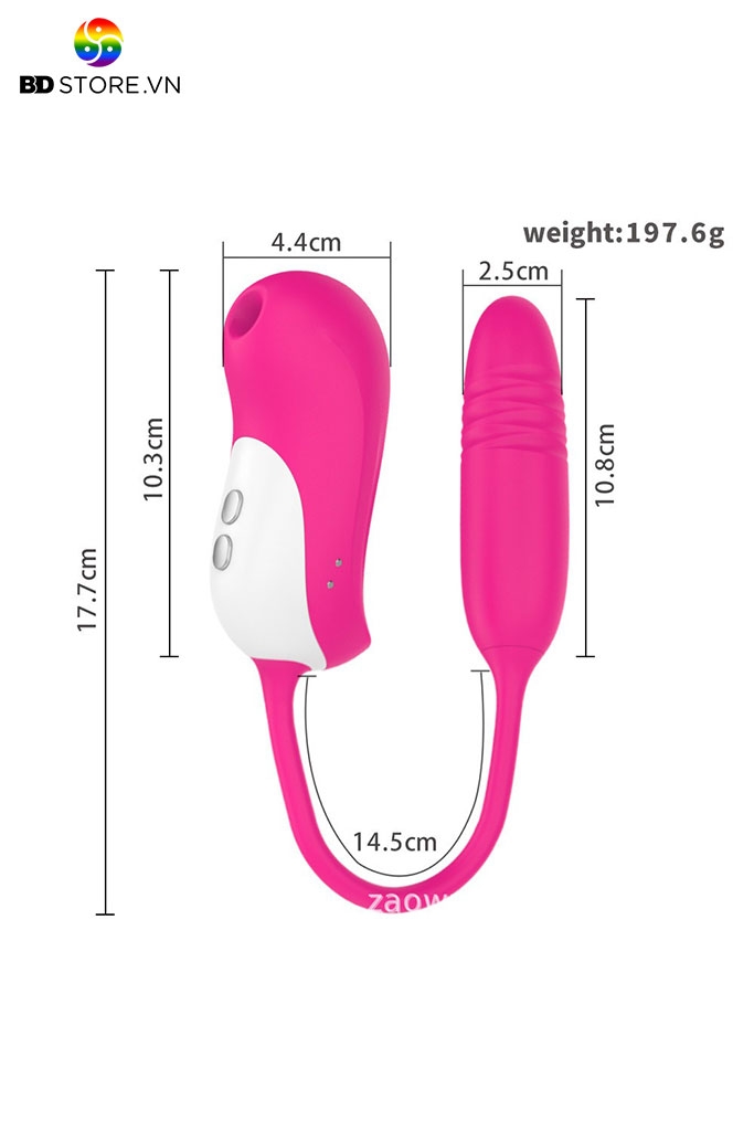 BDT2758 - Trứng rung hút 2 đầu thiết kế cong hình chữ U có 10 chế độ