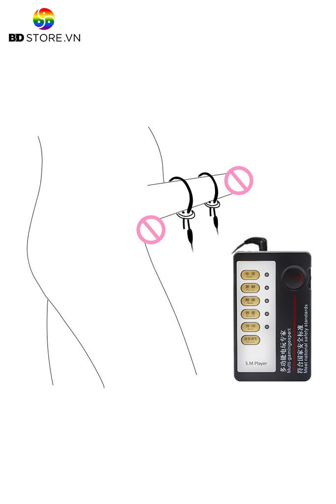 BDT2798 - Combo 2 vòng đeo dương vật mix dây cắm kích điện dài 18cm