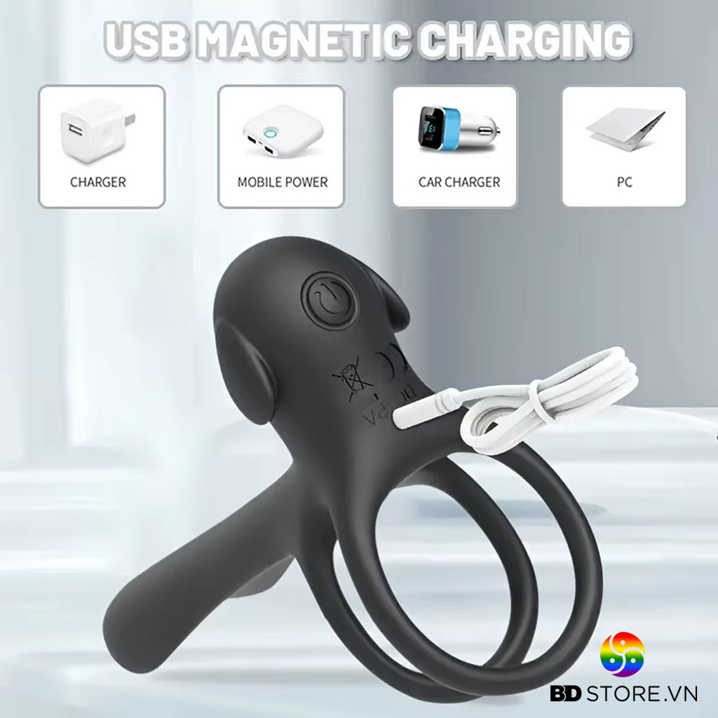 BDT2814 - Vòng đeo dương vật rung thiết kế có bệ đỡ và 20 chế độ dài 120mm