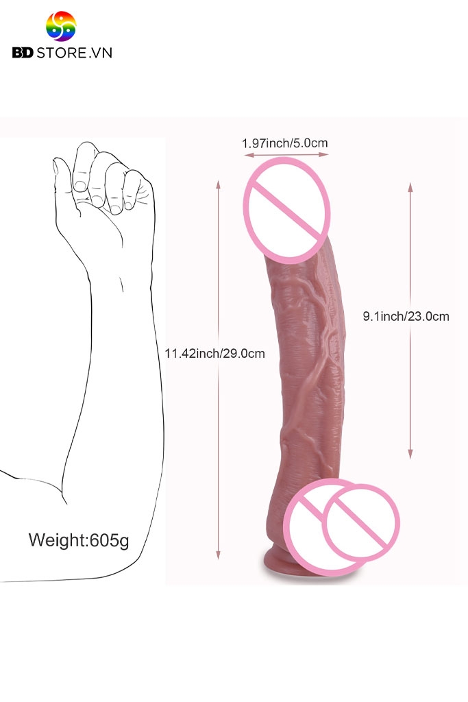 BDT2890 - Dương vật giả siêu dài 29cm có đế hít tường silicon mềm dẻo