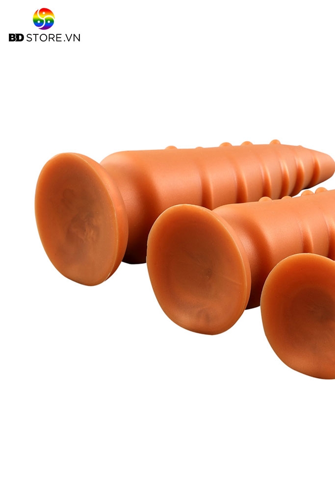 BDT2938 - Butt plug dài bề mặt xếp lớp vây gờ nổ đính các hạt bi nổi dọc