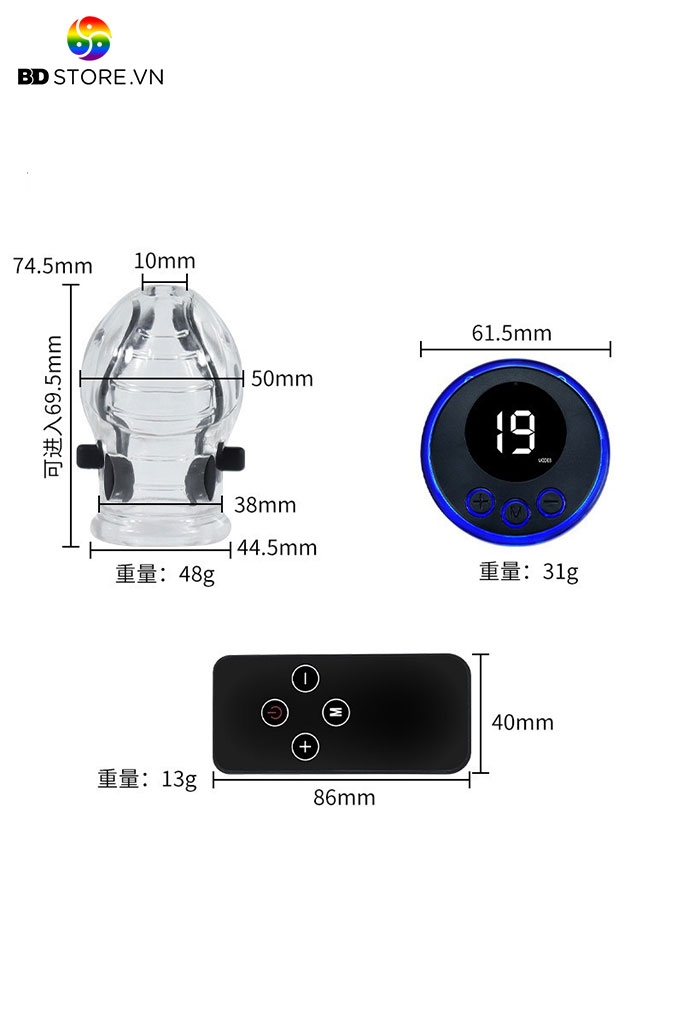 BDT2962 - Vòng đeo bao quy đầu bằng silicon trong suốt kèm dây cắm