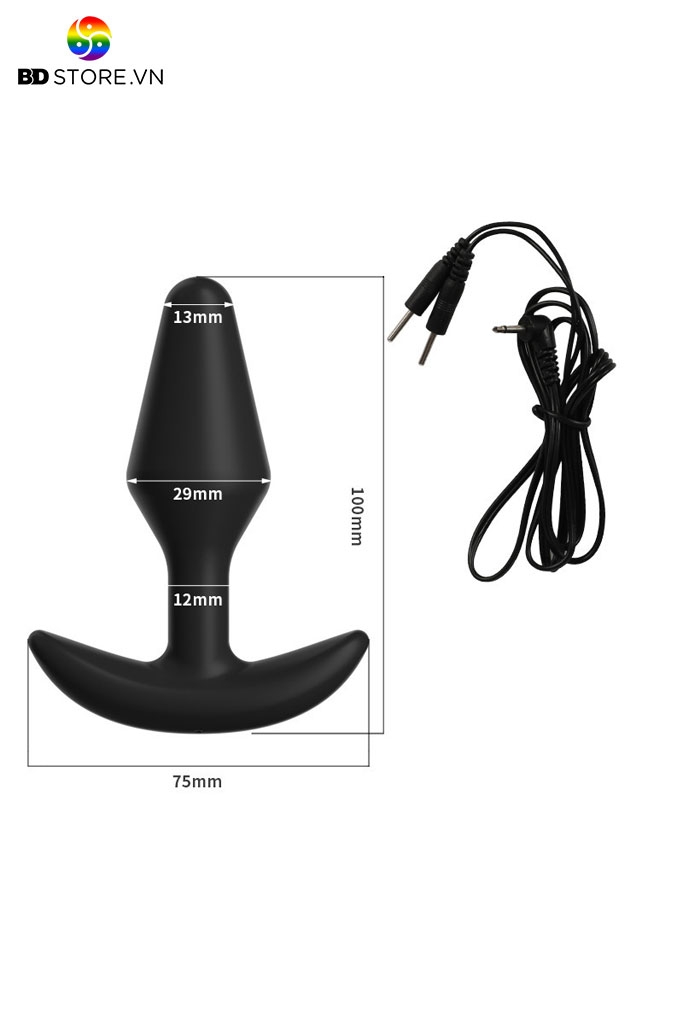 BDT3044 - Đồ chơi hậu môn anal play kích điện đế chữ T cong dài 10cm