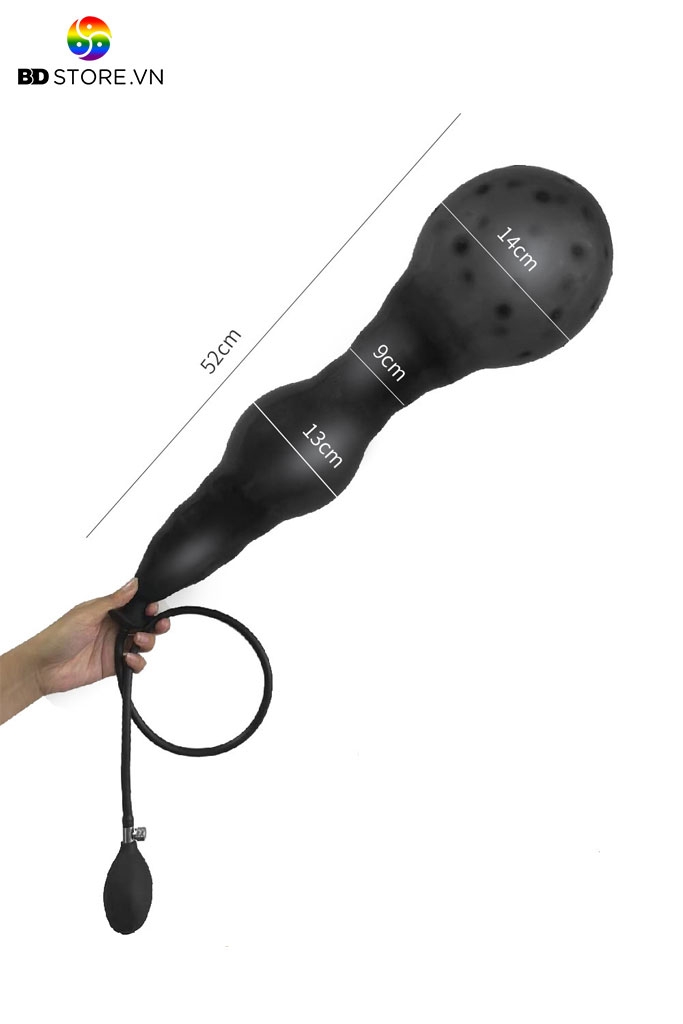 BDT3055 - Inflatable anal plug bơm hơi chuỗi hạt dài và vân sóng có đế